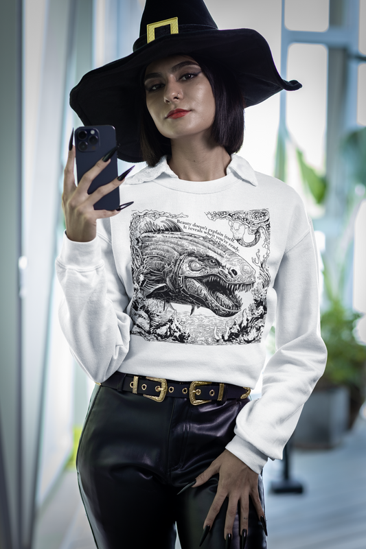 Sweatshirt featuring an abstract filigree sea creature design, blending oceanic elegance with mysterious natural forms