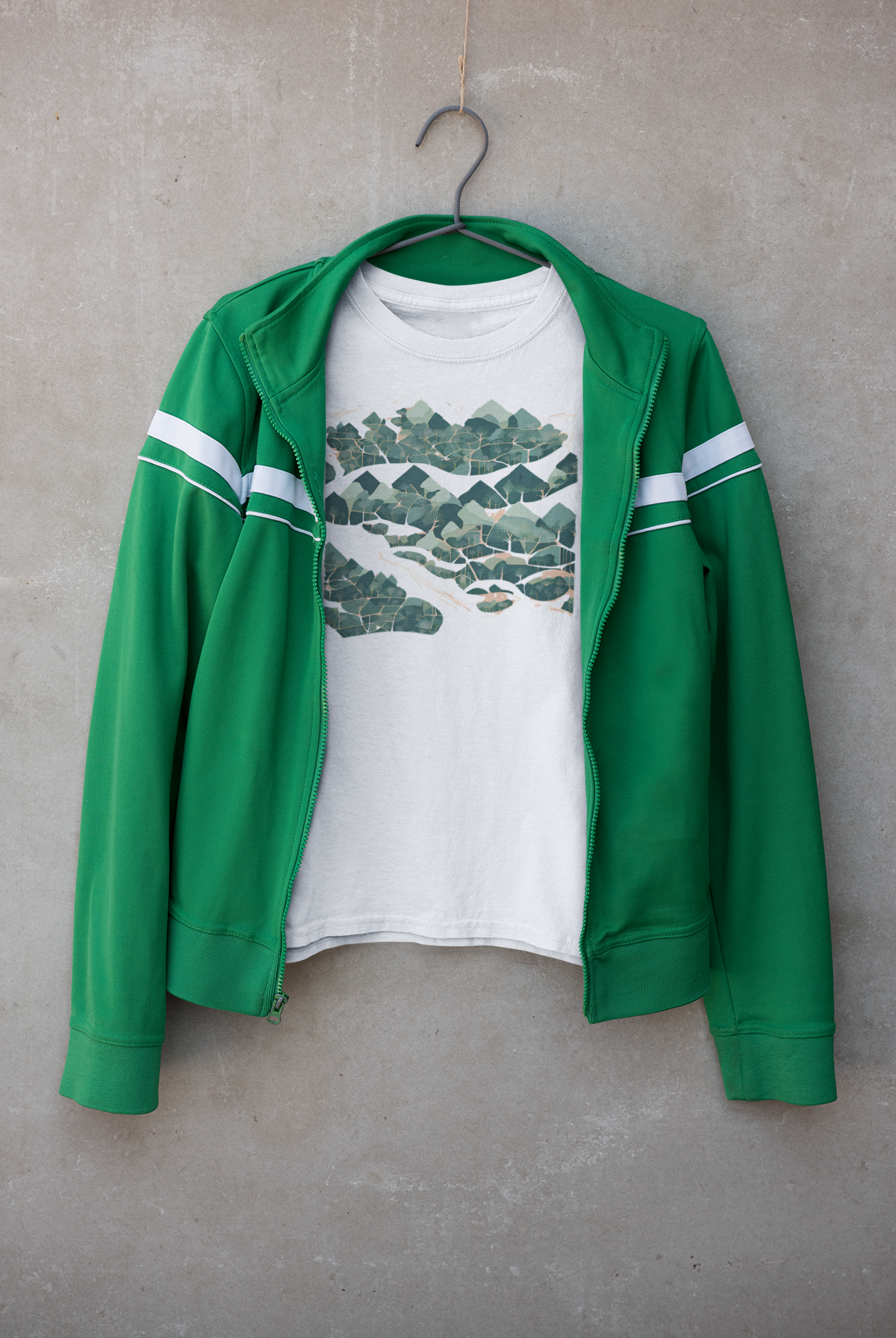 Emerald Mountains T-Shirt - Abstract Forest Landscape Tee, Nature-Inspired Art Shirt, Gift for Hikers & Dreamers