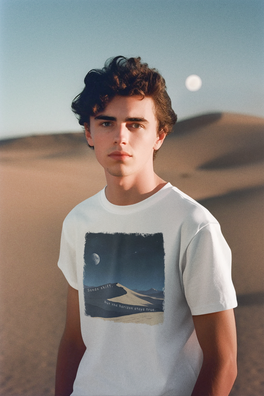 Desert Dunes Night T-Shirt - Minimalist Moonlit Landscape Tee