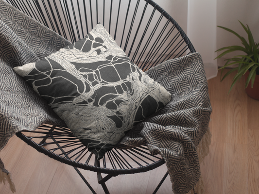 Urban Cell #147 Woven Pillow – City Pulse Meets Textile Art
